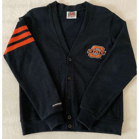 Barbarian Rugby Cardigan Sweater Oklahoma State Black Men's Medium VTG - Picture 1 of 8